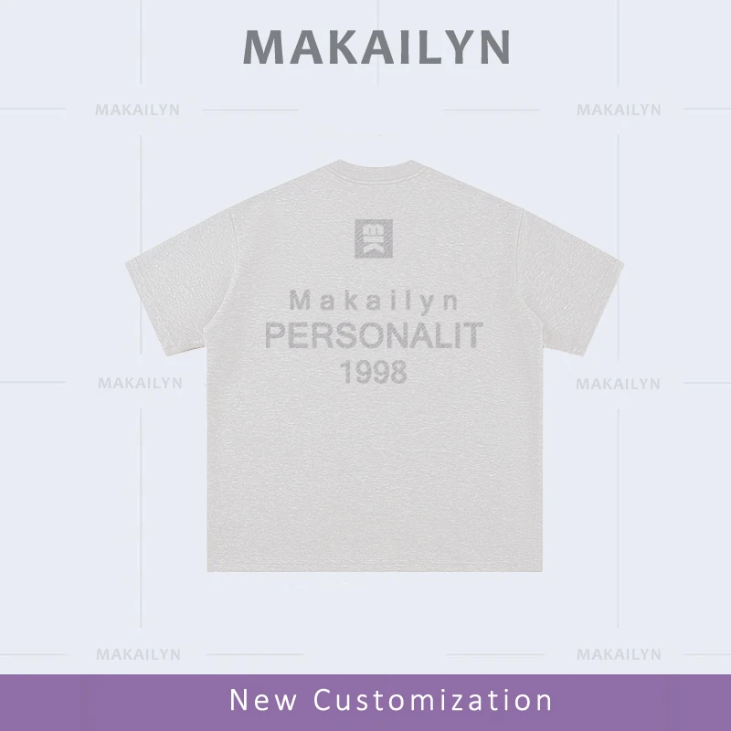 MAKAILYN【新美式升级款】男女同款纯棉短袖t恤宽松百搭情侣装上衣