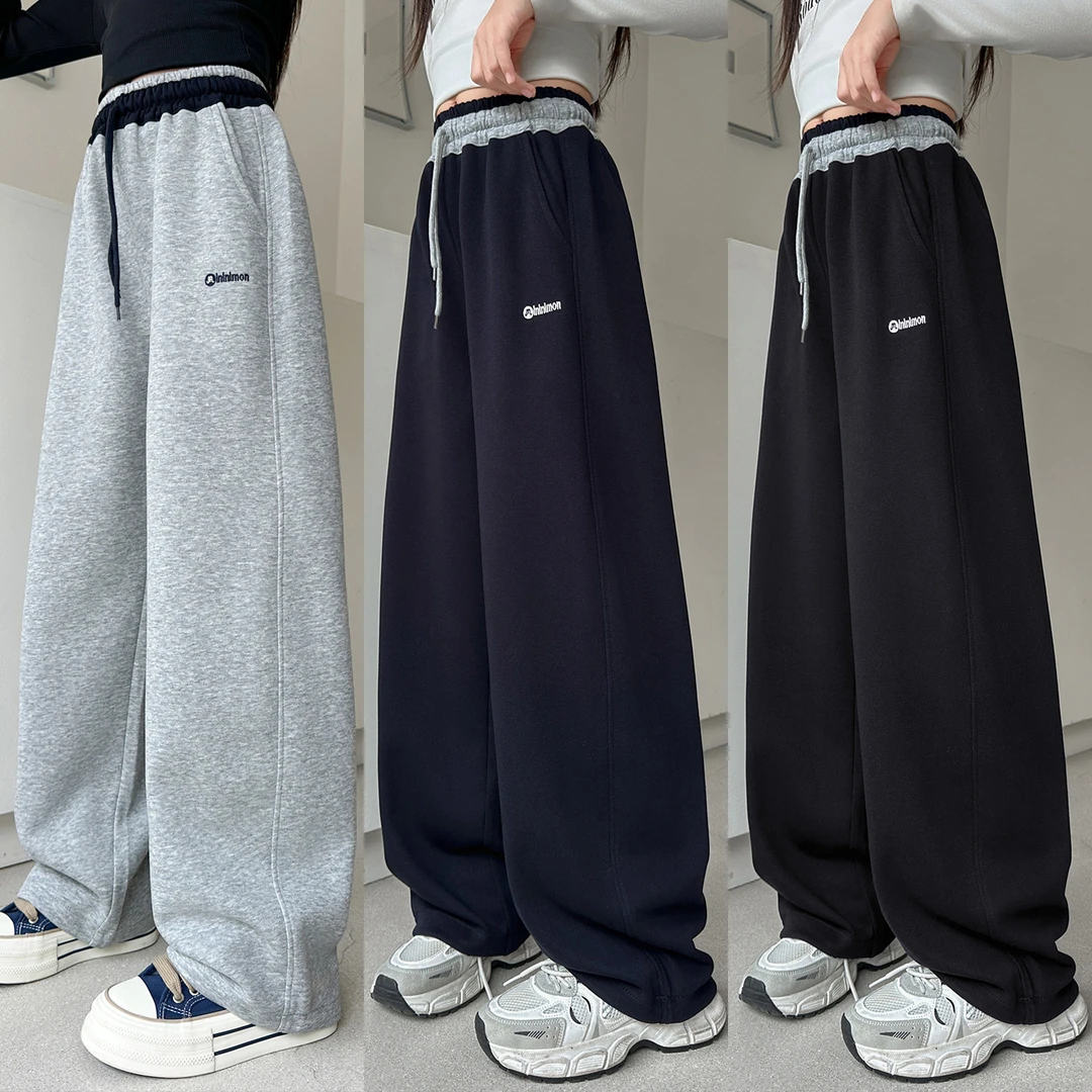 女童秋季新款时尚休闲运动裤2025女大童洋气宽松直筒长裤女孩时髦