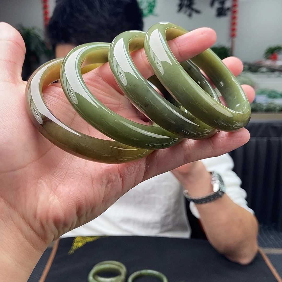 和田玉未镶嵌手镯53-64颜色多样性发拍一发一