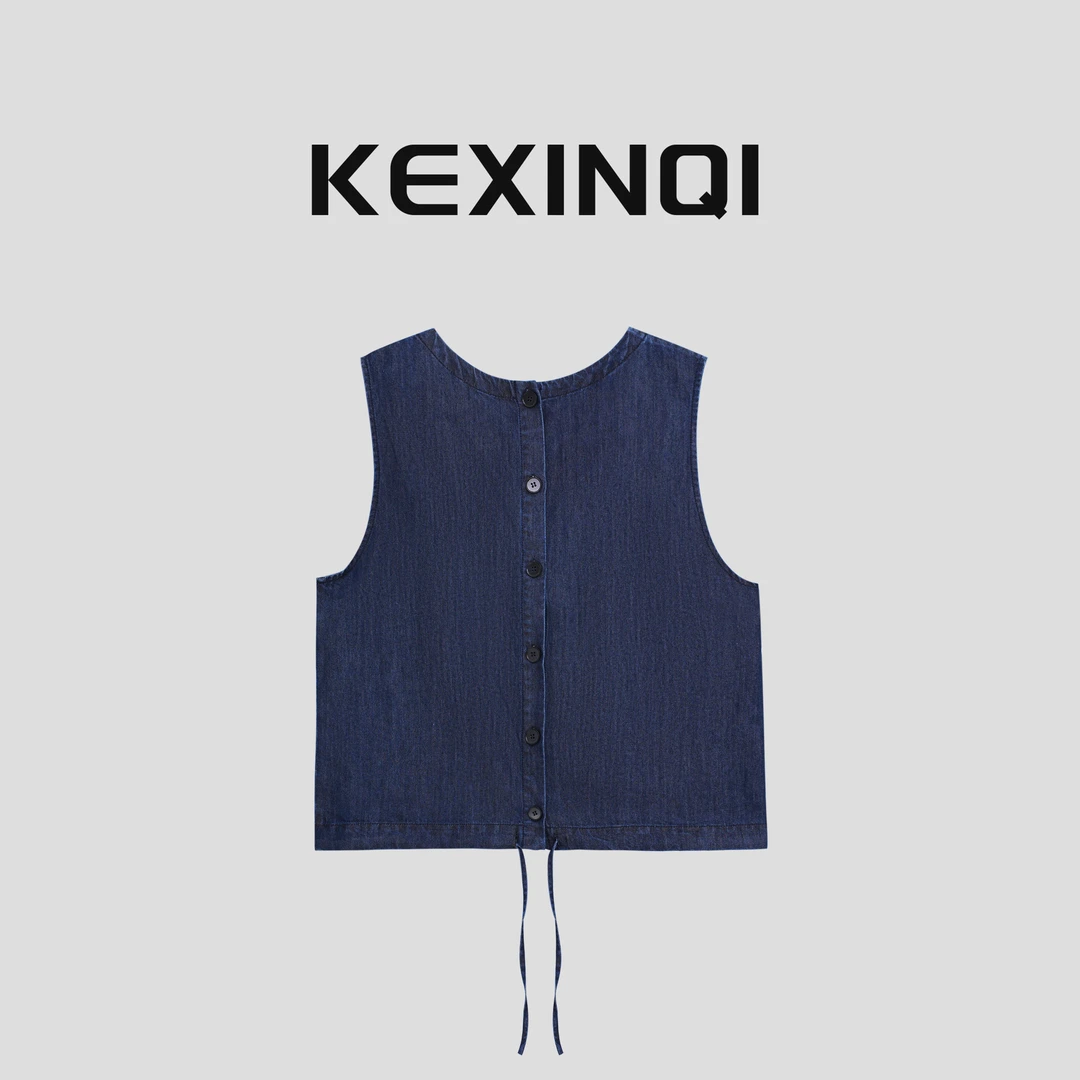 KEXIN牛仔马甲 2024新款夏季轻薄透气双面穿上衣-242MJZKX20441