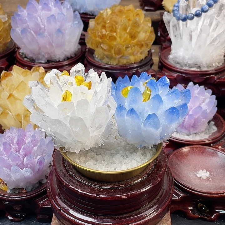 拾***夏石材天然白水晶，天然蓝水晶200