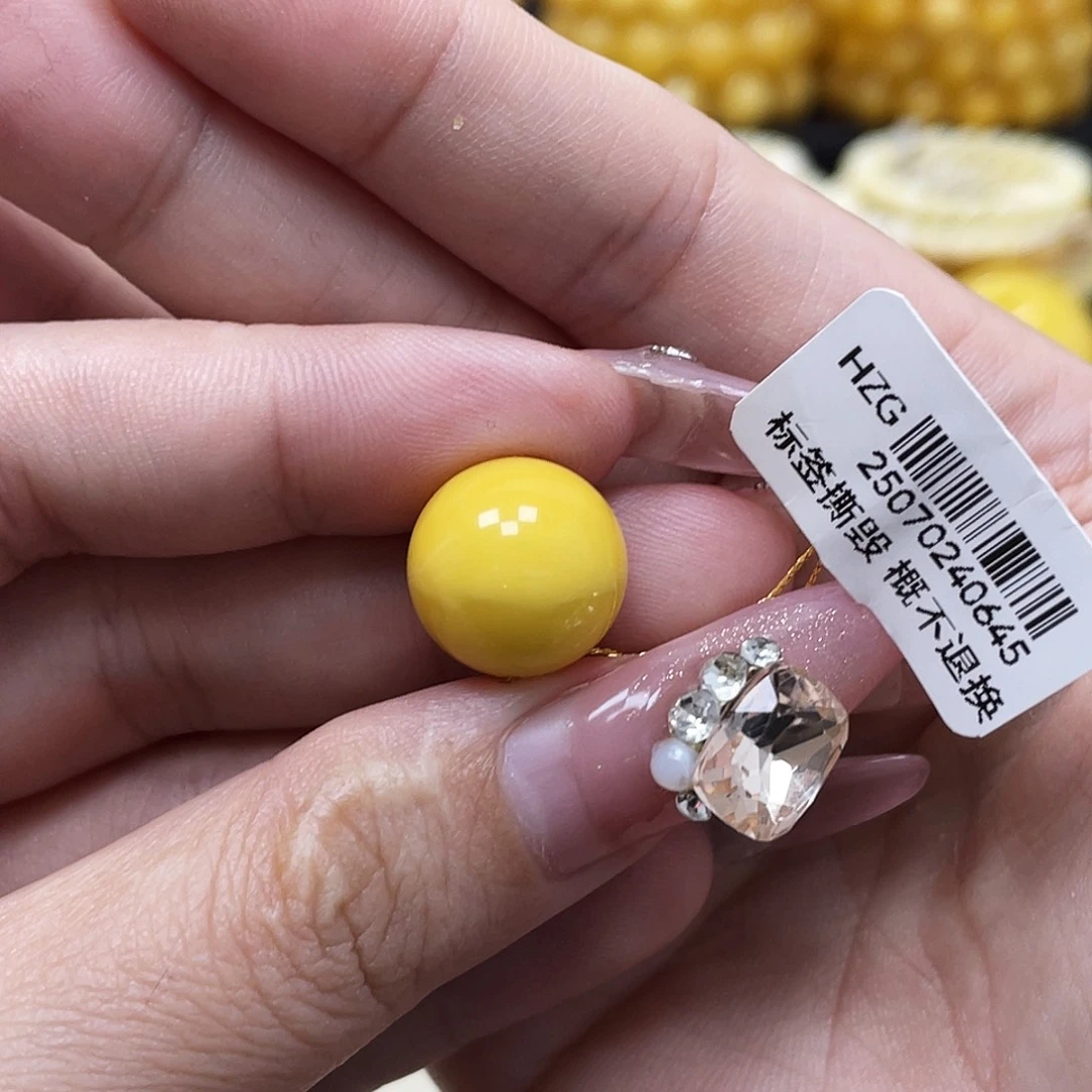 裸石蜜蜡未镶嵌13.5mm氧化款圆珠