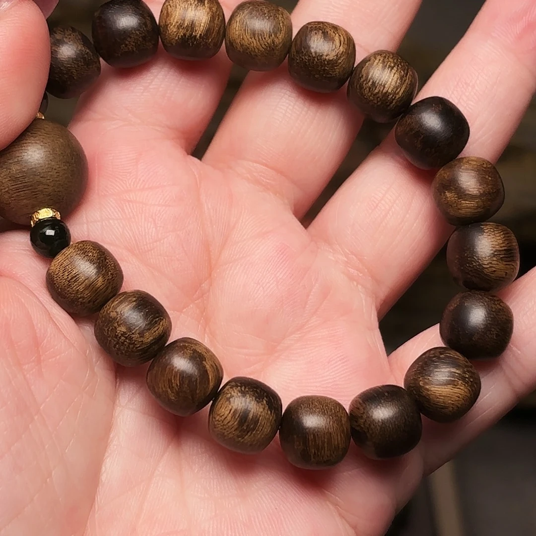 手串沉香越南芽庄白棋楠瘤疤1.0➕绿棋瘤疤单珠配饰