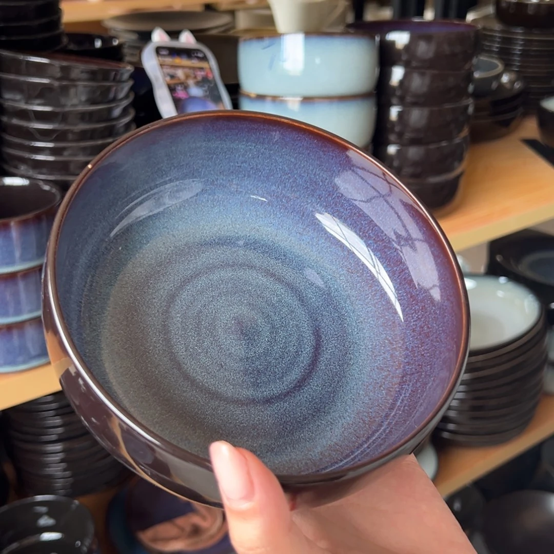 新骨瓷009微瑕麟彩蓝 6寸钵钵碗