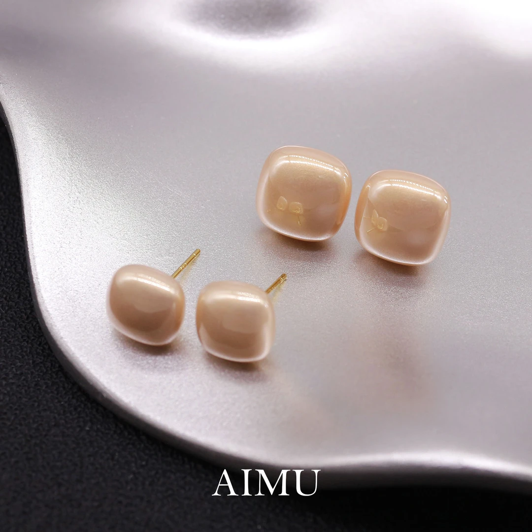 铜合金仿珍珠耳饰 【香槟玉露】小众简约方形珍珠气质轻奢耳钉A3-4