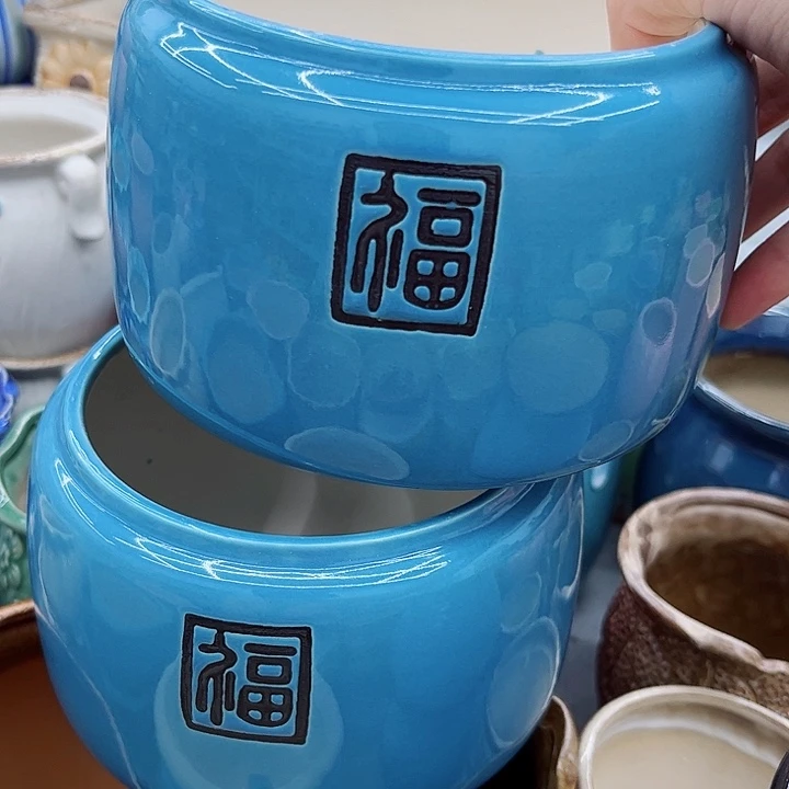 多肉绿植陶瓷花盆9.9包邮，有孔