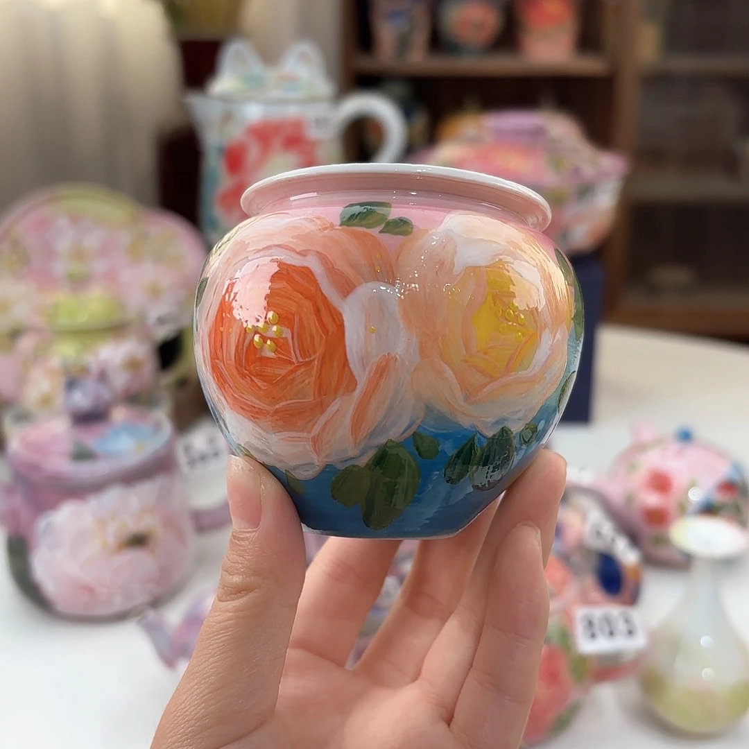 景德镇手绘高温釉下彩陶瓷茶具
