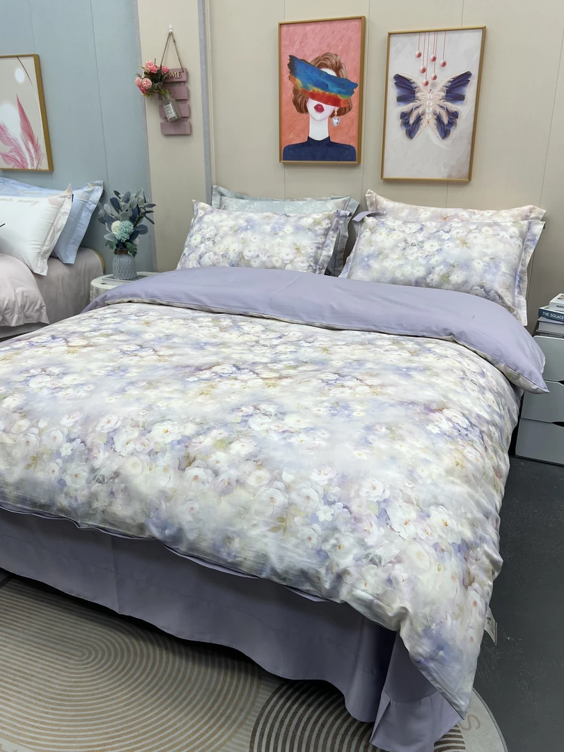 孤品捡漏-简约轻奢法式田园风100%全棉长绒棉贡缎印花四件套床品