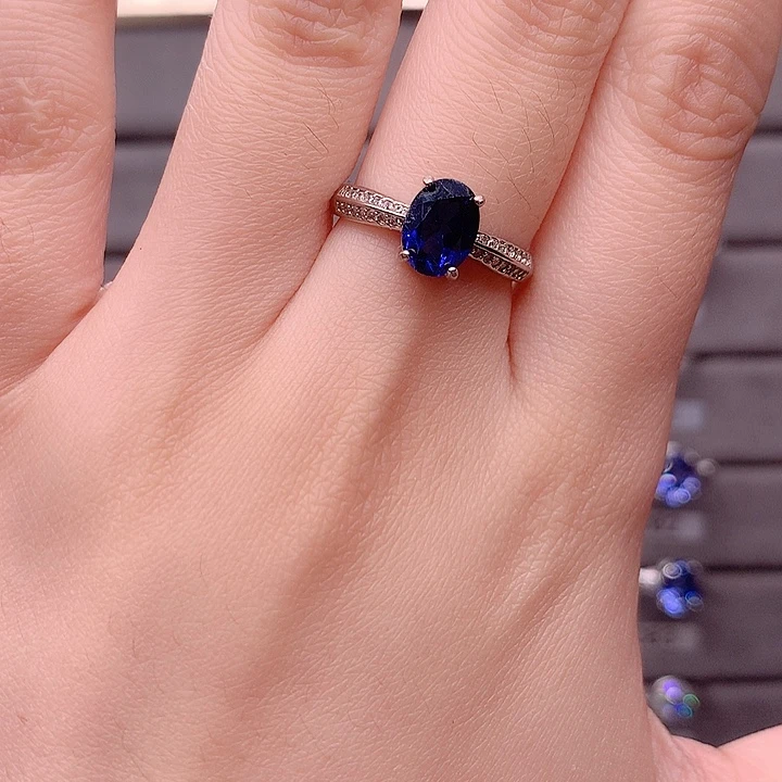 戒指银S925镶嵌蓝宝石