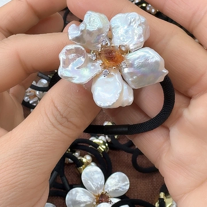 淡水珍珠发饰银S925镶嵌