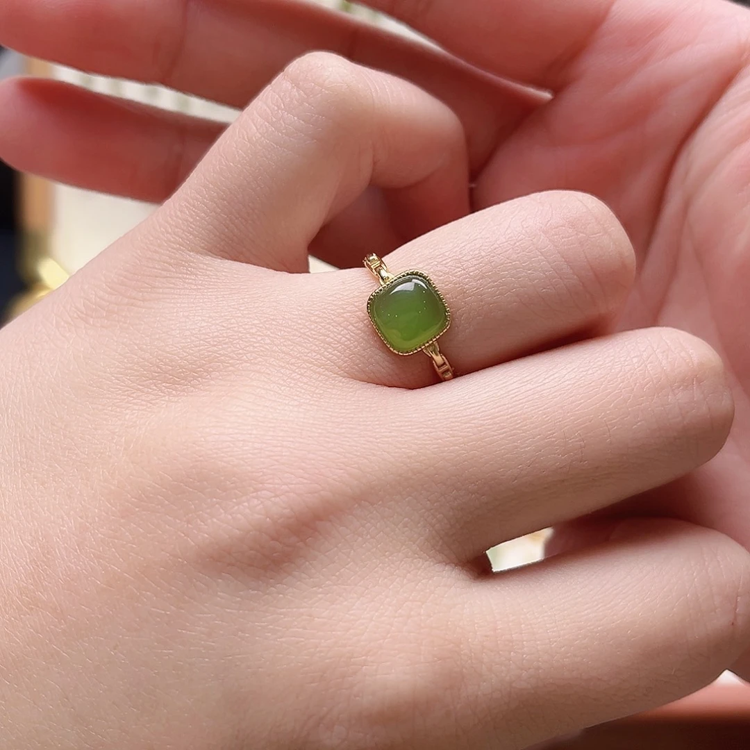 什****和田玉银S925镶嵌戒指