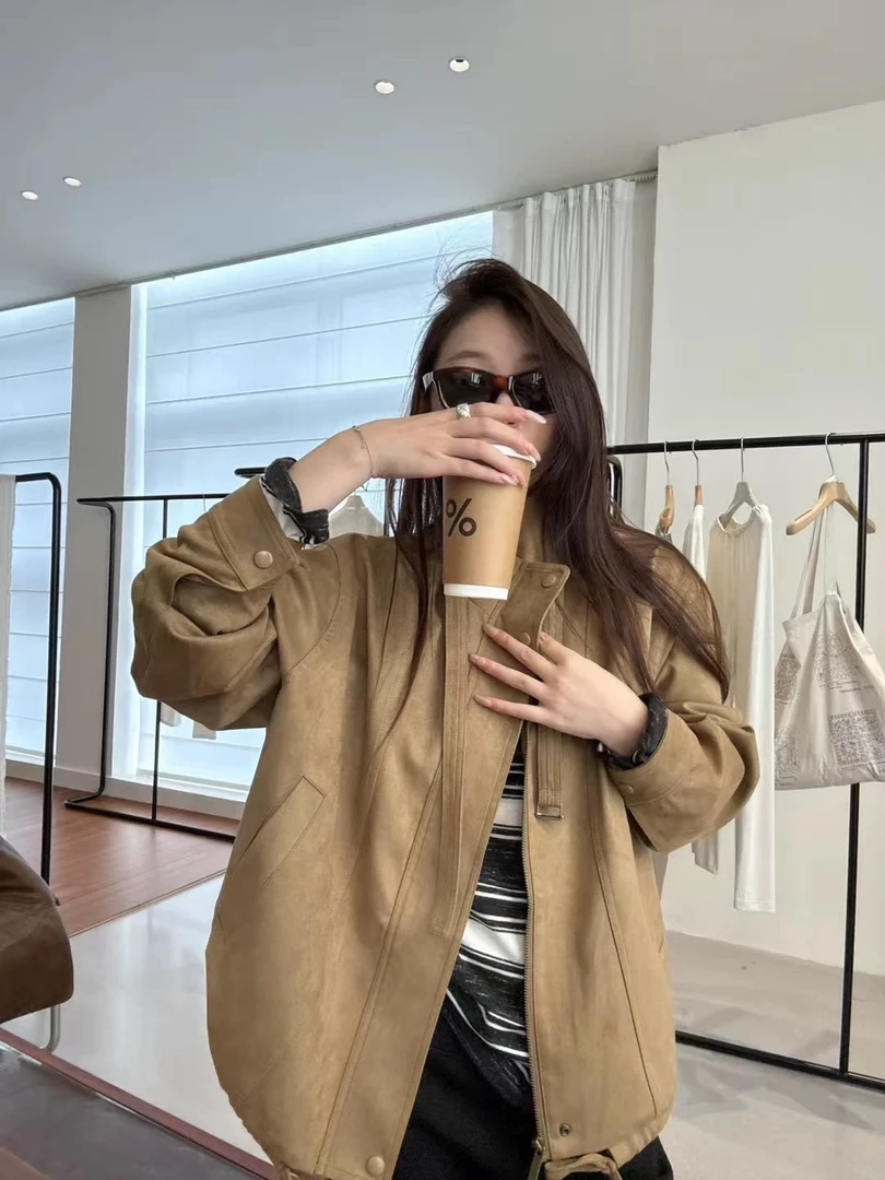 韩货立领麂皮绒夹克外套