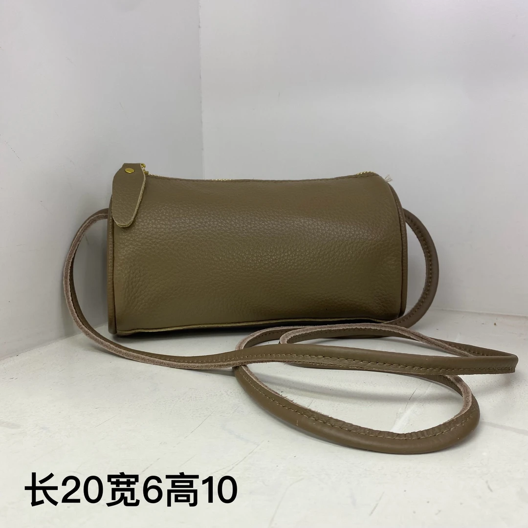 【头层牛皮】真皮单肩斜挎包跨简约新圆桶