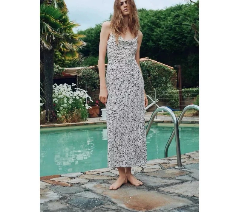 206#中腰裙子碎花小众显瘦包臀一字领吊带连衣裙春夏性感