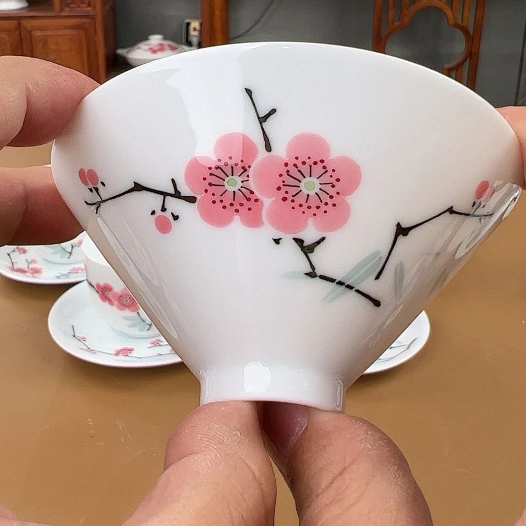 滑石子翠竹红梅斗笠杯