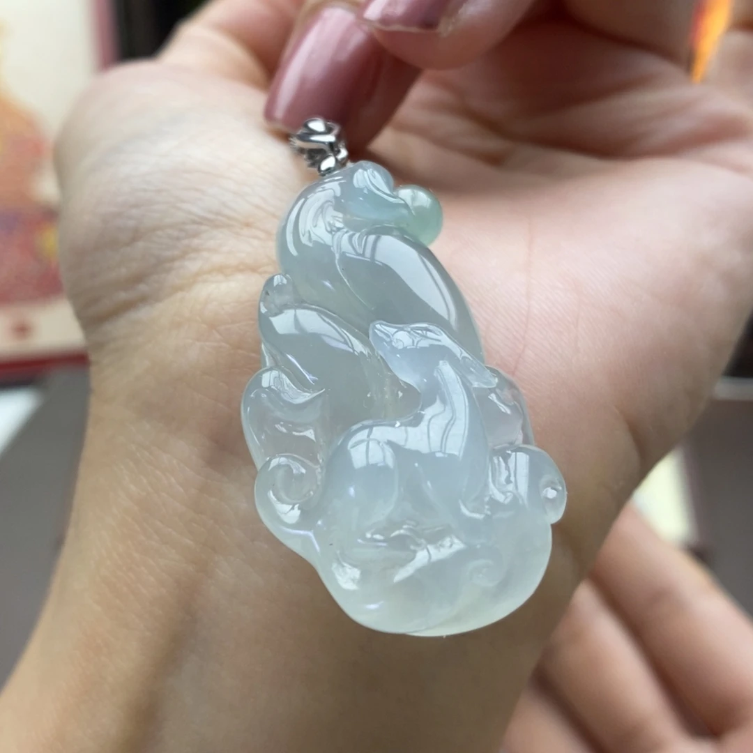 翡翠银S925镶嵌颈饰吊坠43