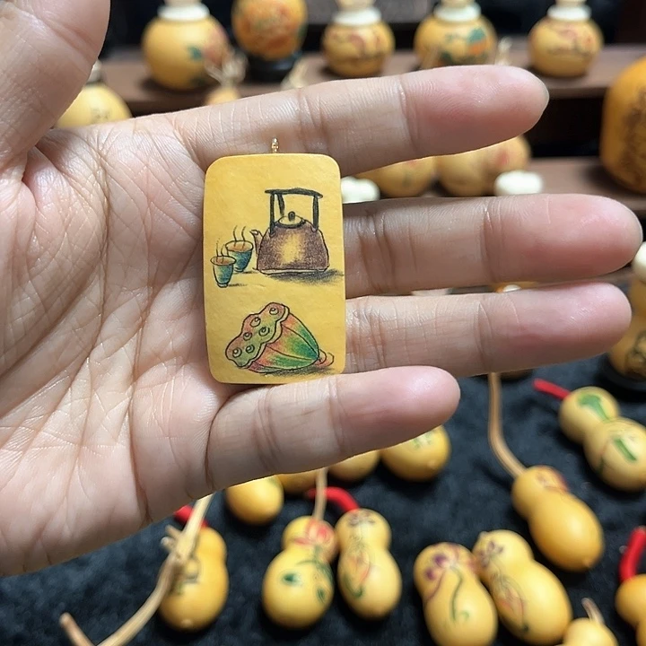纯手工针刺葫芦牌挂件