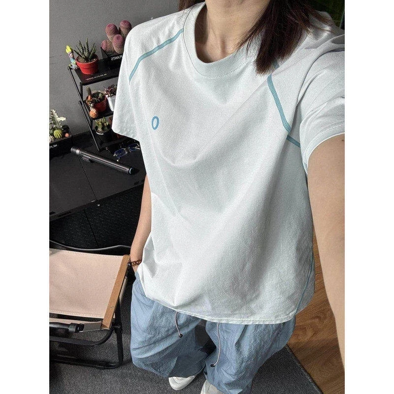 冰蓝色凉感速干t恤男女夏季山系户外运动骑行服轻薄透气情侣短袖