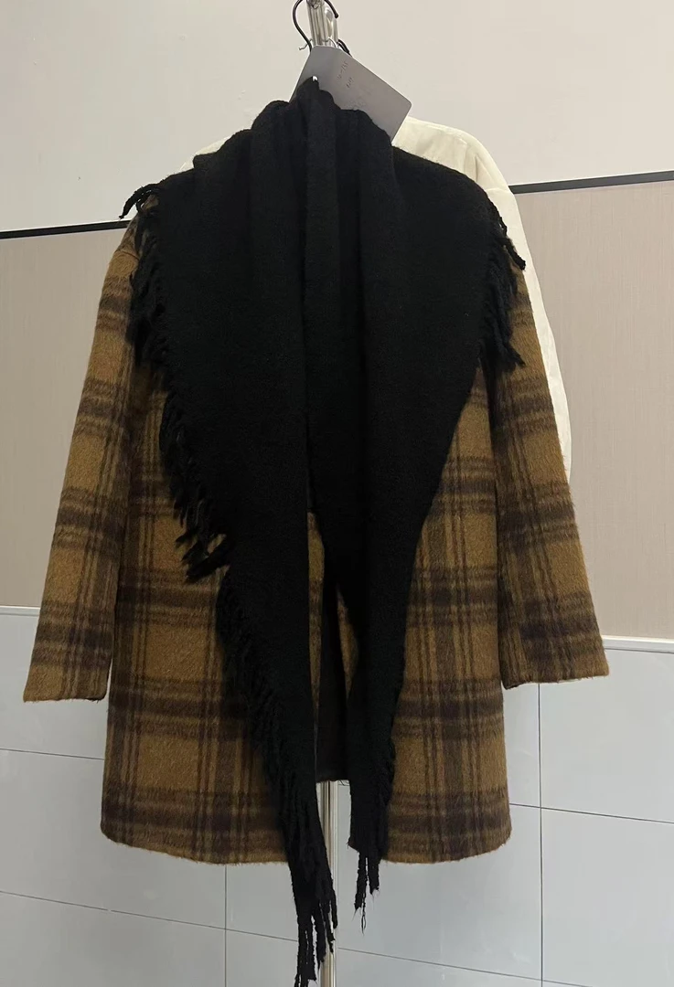 【4005】咖黄色羊毛大衣时尚百搭韩版女外穿大衣