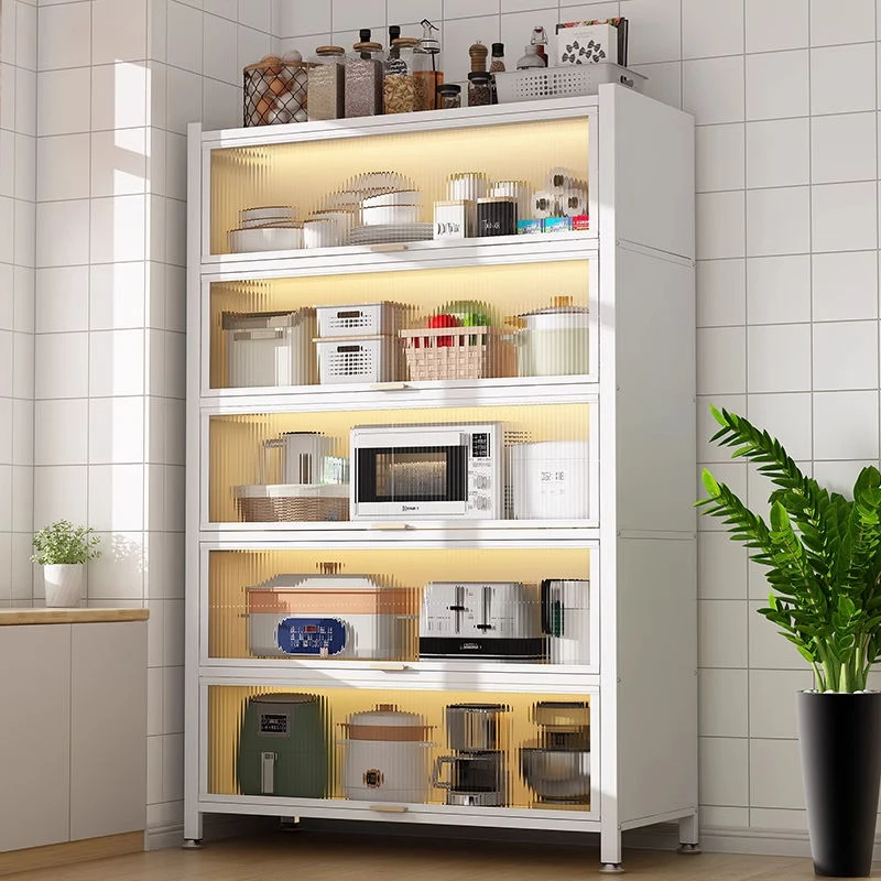 厨房置物架多功能落地多层收纳架子微波炉锅具调料碗餐边储物橱柜