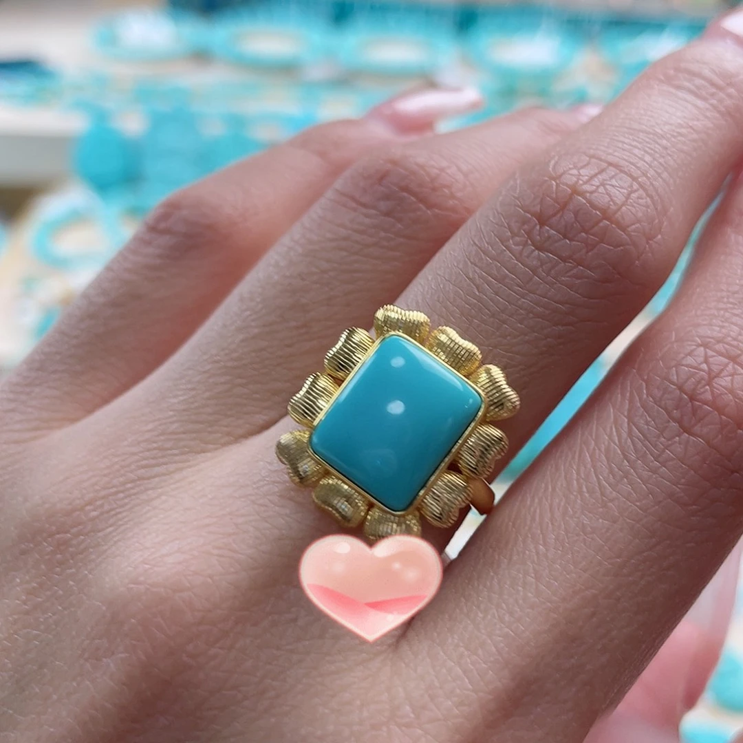 绿松石珠宝奇石18K金镶嵌