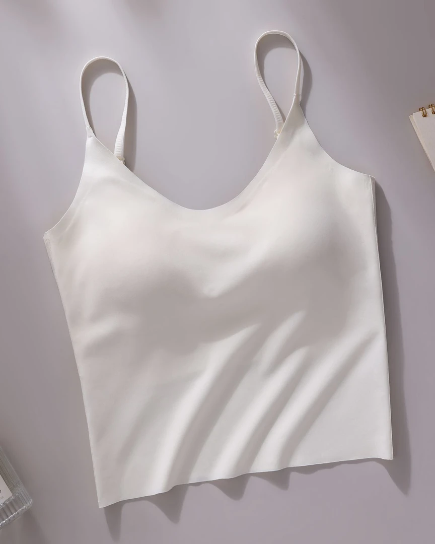 通勤修身型美背一体式女网红美背吊带固定杯防走光纯色可外穿