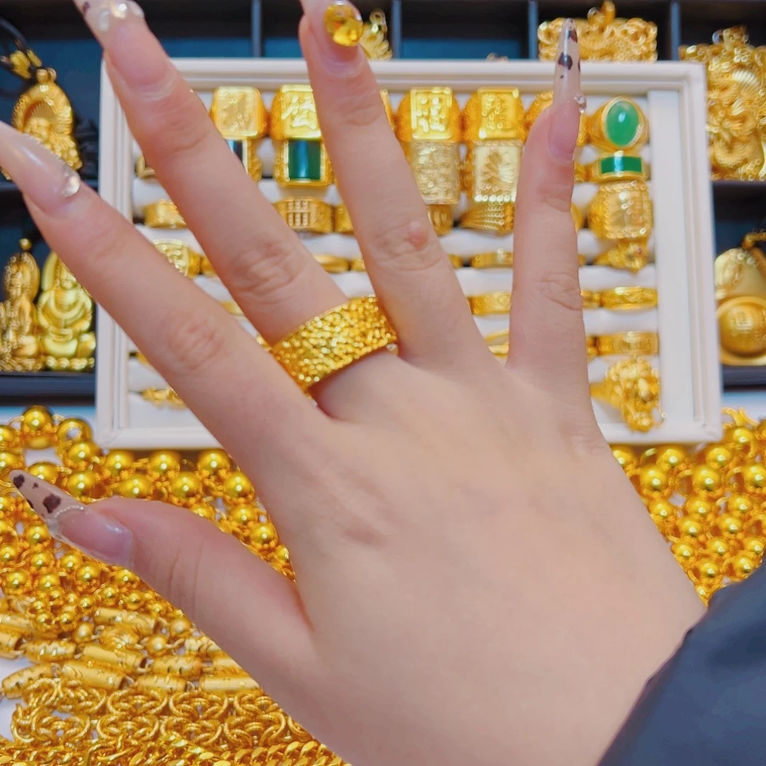 合金纸醉金迷戒指两个10圈口