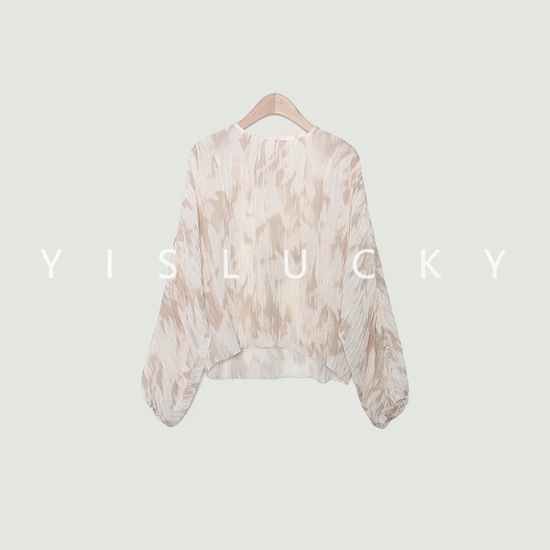 新品【斑驳花色】16姆米桑蚕丝柔蝶绉女士春夏优雅高级感上衣SG9696