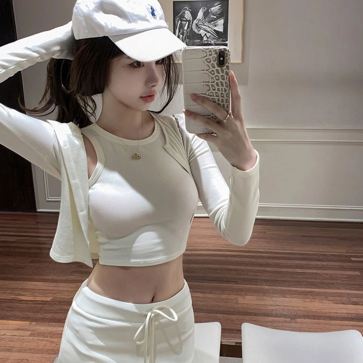 2025夏季纯欲气质背心开衫上衣两件女+辣妹高级感短裙裤显瘦套装
