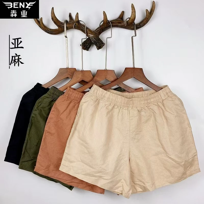 TB069S女士男士短裤亚麻透气休闲裤阔腿沙滩裤运动短裤中国