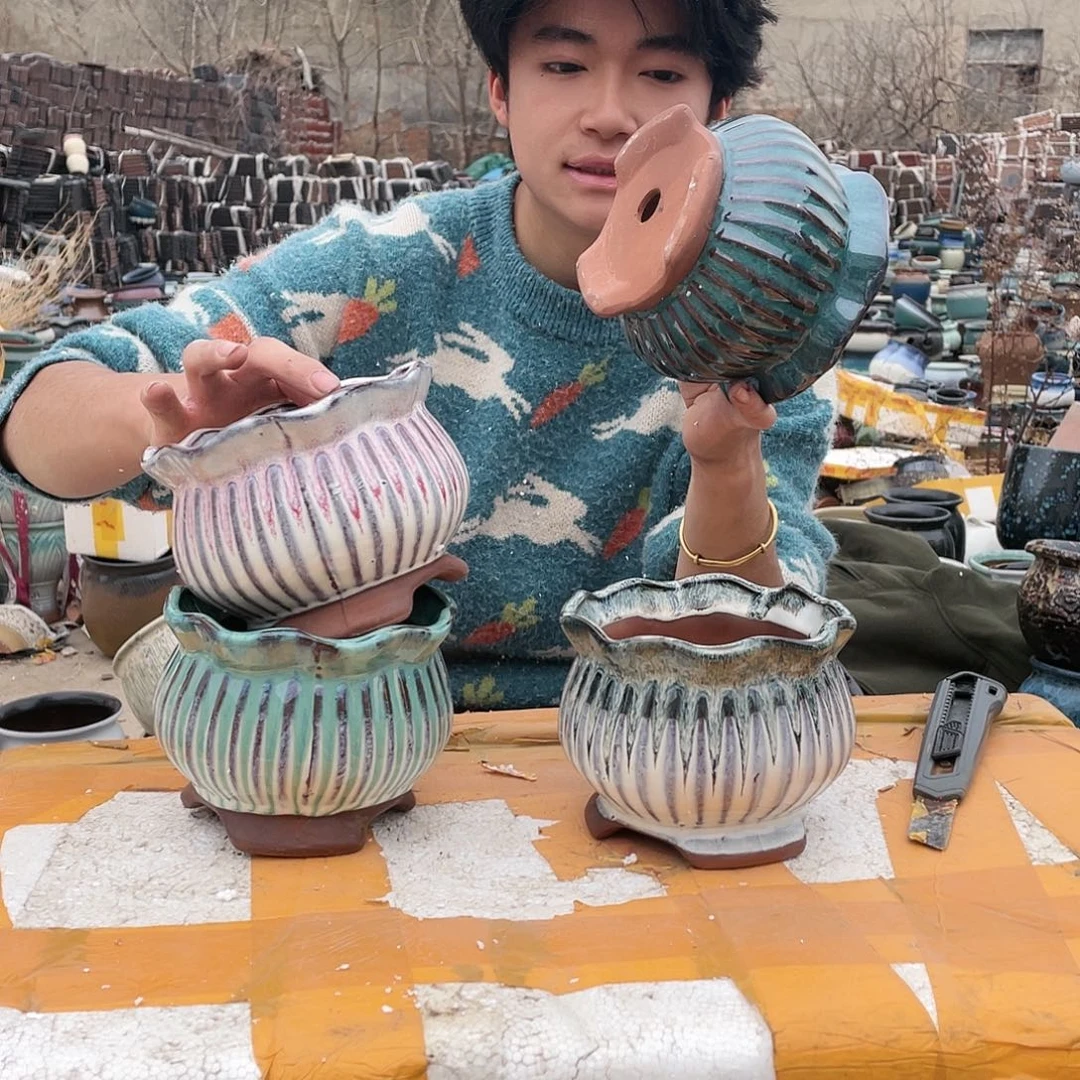 红陶宜兴紫砂花盆