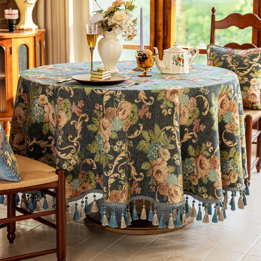 欧式圆桌桌布2025新款轻奢高级感家用茶几客厅圆形餐桌布高端奢华