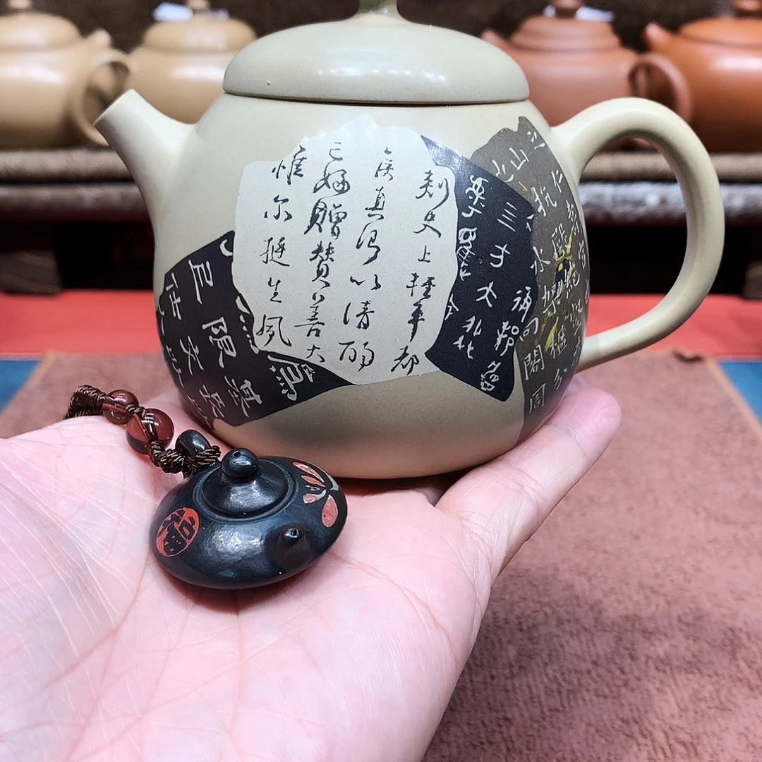 泥塑-****-放漏刻填残贴壶240毫升瑕疵