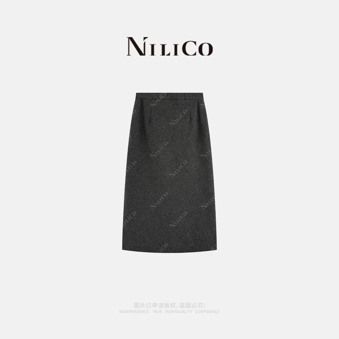 NILICO【薄雾咏叹】通勤极简直筒显瘦羊毛毛呢半身裙