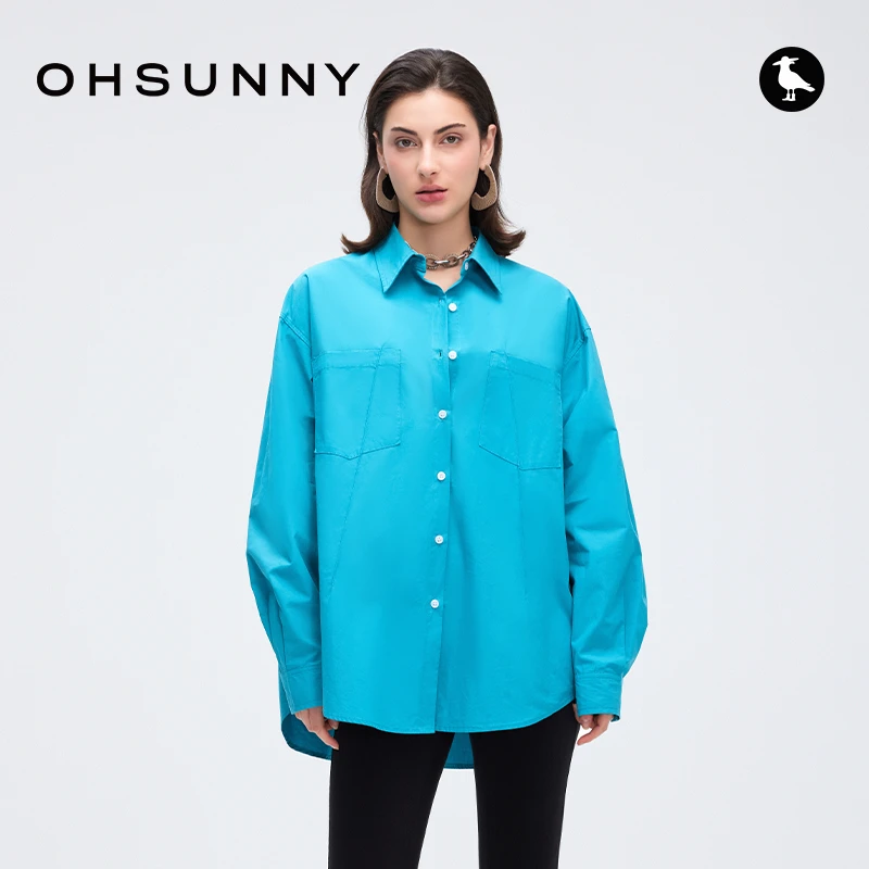 ohsunny衬衫新款女士纯棉老钱风慵懒风早秋通勤气质休闲宽松长袖