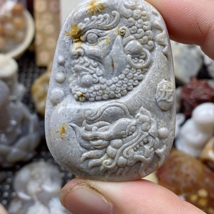 颈饰未镶嵌硅化珊瑚（珊瑚玉）