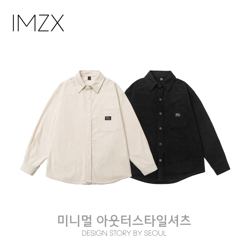 IMZX韩国欧巴服装 아웃터셔츠 衬衫男女版 休闲简约百搭CK801
