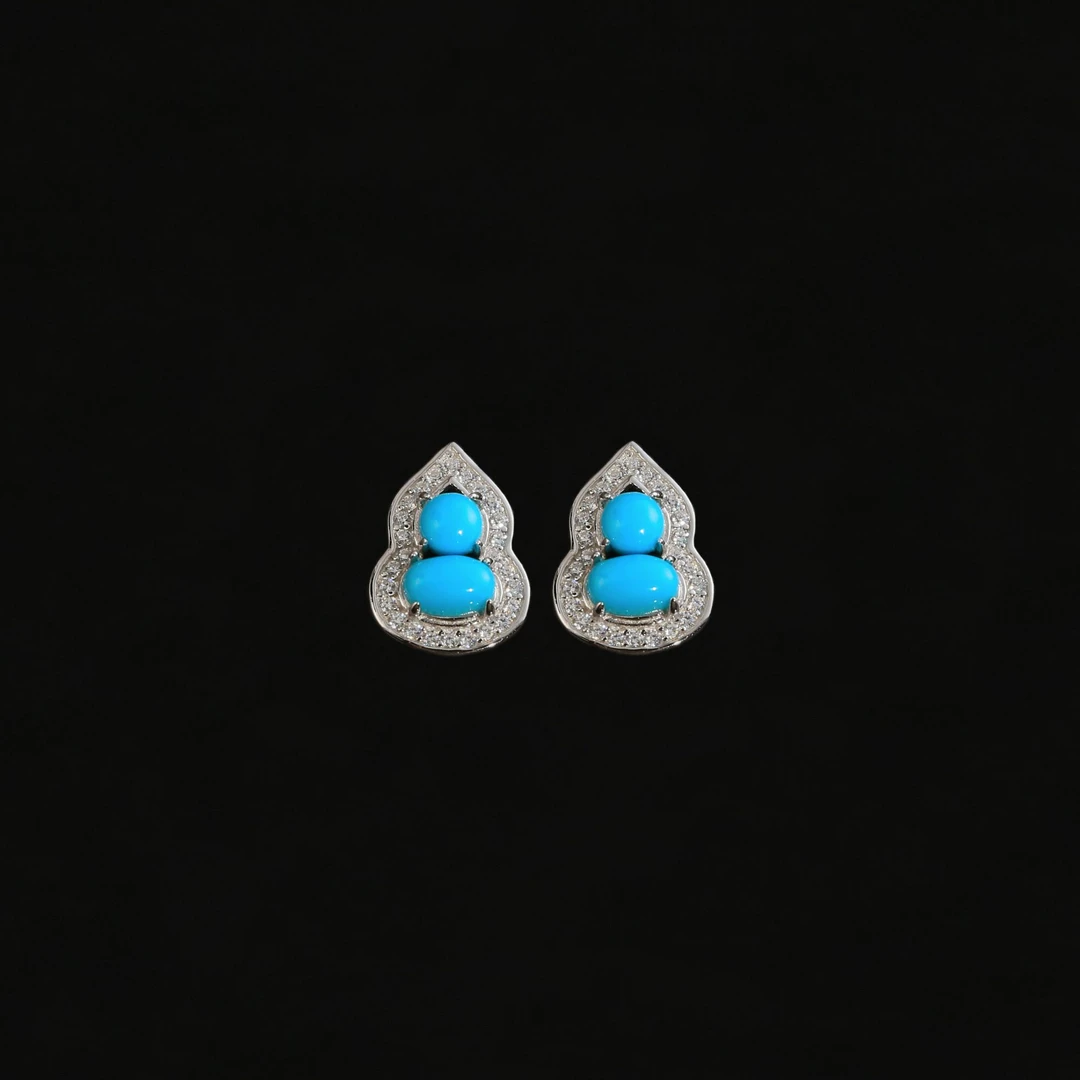 【专场福利】安曼博 S925银小福芦绿松美松耳饰 (约4*6mm) XZ0213BZ