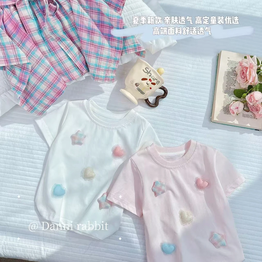 【Dannirabbit】*超可爱立体爱心星星百搭女童T恤X-7220