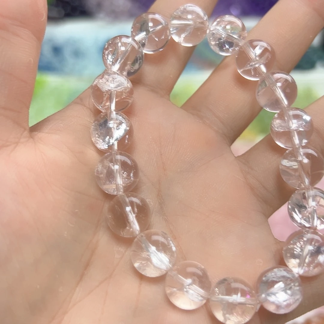 水晶手串未镶嵌淡**笑粉阿塞11咪拍十次合一单 不带证书