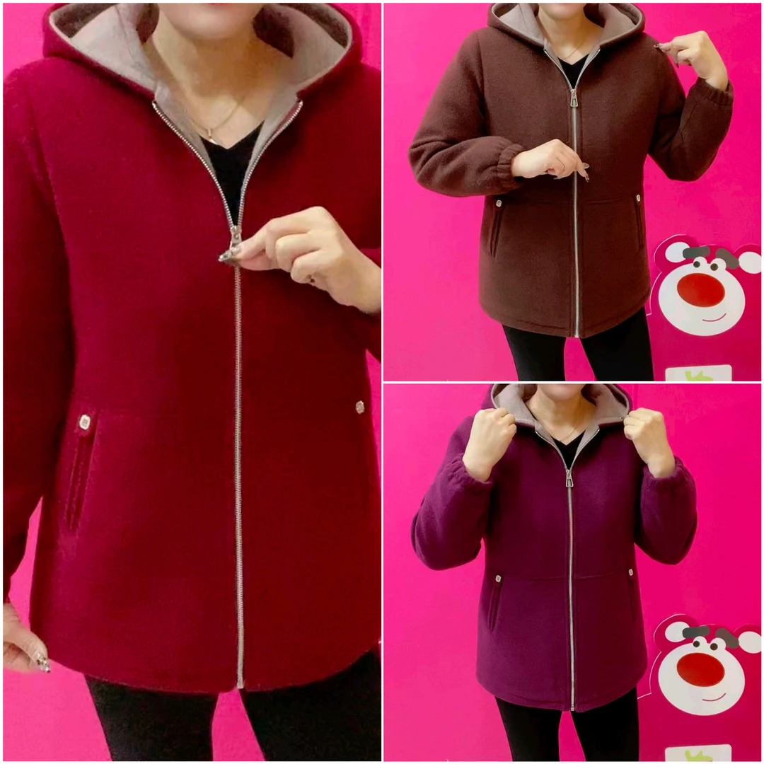 秋冬妈妈装连帽加绒外套【百搭】中老年时尚网红冬季保暖宽松加厚