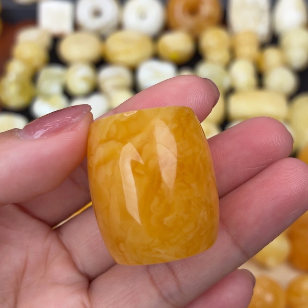 蜜蜡未镶嵌吊坠(不含链)橘红妖花桶珠