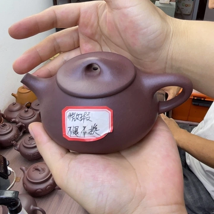 茶壶紫砂微瑕封釉石瓢