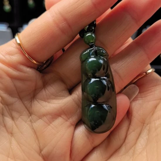 和田玉（碧玉）未镶嵌戒指福豆