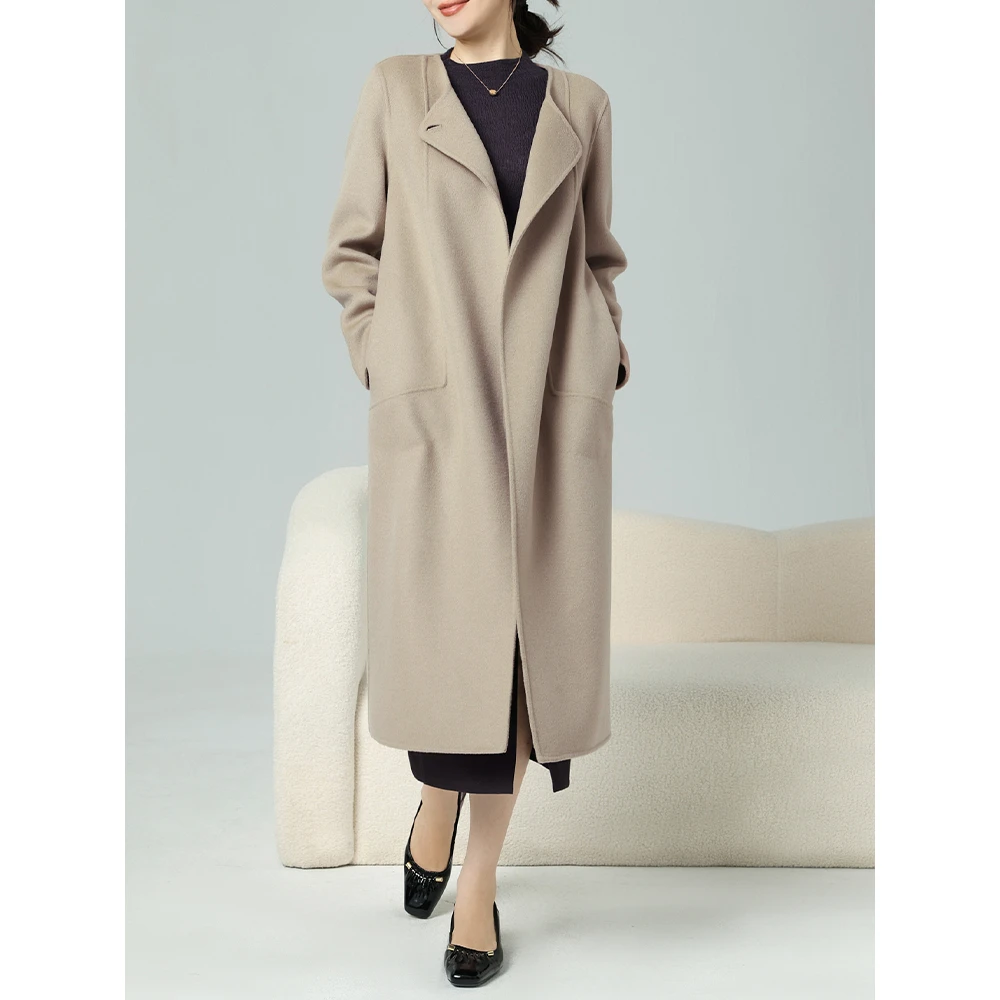 老敏哥冬款毛呢外套韩系气质高级感双面羊绒大衣S07196266