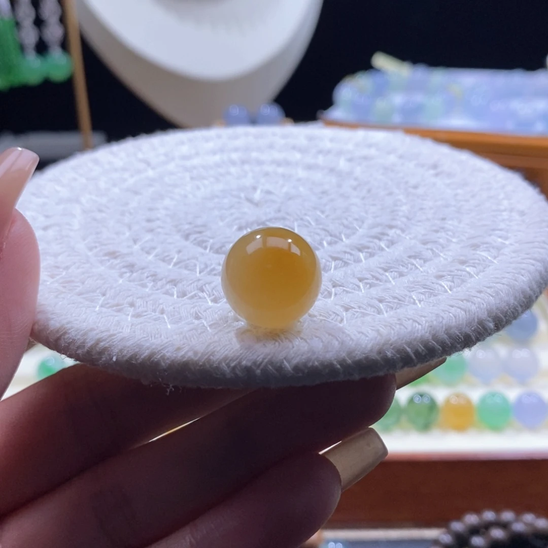 翡翠未镶嵌颈饰冰胶浓黄珠卡14.9