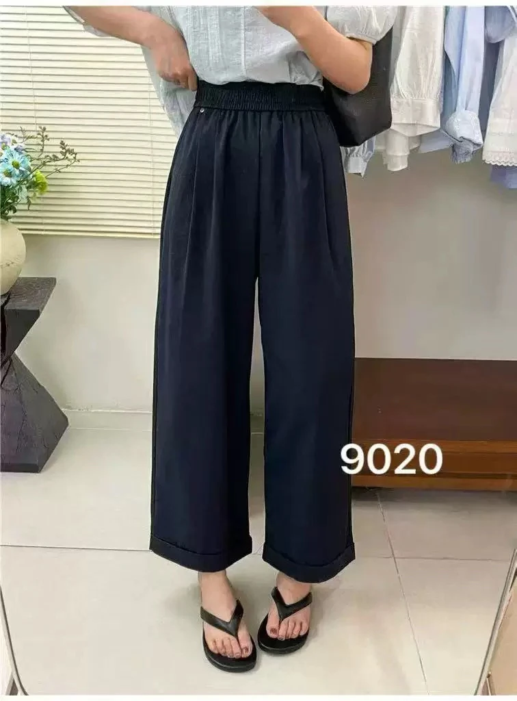 莉姐推荐：2540高腰卷边宽松遮肉九分阔腿女休闲裤