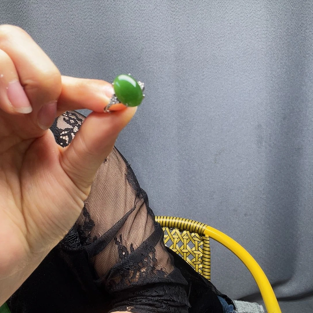 和田玉银S925镶嵌戒指