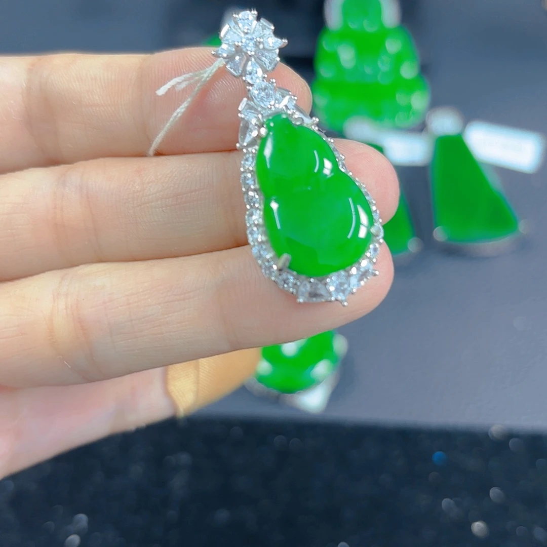 翡翠银S925镶嵌吊坠(不含链)