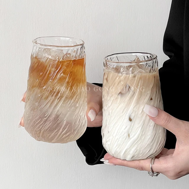 复古旋风大容量冰美式拿铁杯高颜值耐热玻璃杯挂耳咖啡杯饮料杯子